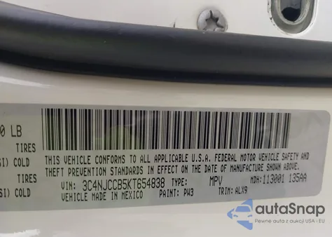 2019 Jeep Compass Limited Fwd z USA, uszkodzony, nr VIN 3C4NJCCB5KT654838